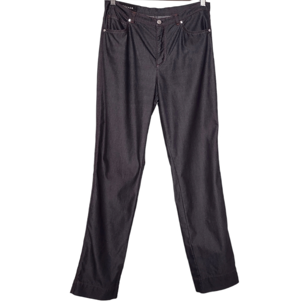 Escada Straight Leg Red/Yellow Contrast Stitching Pants (FLAWED)
